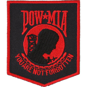 POW MIA Patch Black Red - 2.5x3 inch P2019
