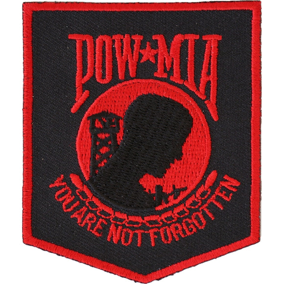 POW MIA Patch Black Red - 2.5x3 inch P2019