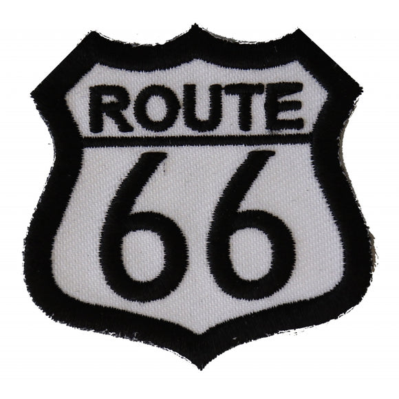 Route 66 White Patch for Bikers - 2x2 inch P2243