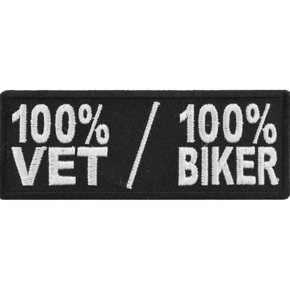 100 Percent Vet 100 Percent Biker Patch - 4x1.5 inch P5052