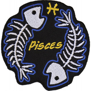 Pisces Skull Zodiac Sign Patch - 3x3.1 inch P5473
