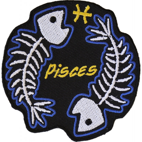 Pisces Skull Zodiac Sign Patch - 3x3.1 inch P5473