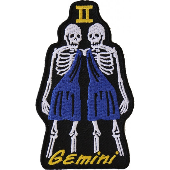 Gemini Skull Zodiac Sign Patch - 2.4x4 inch P5476