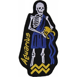 Aquarius Skull Zodiac Sign Patch - 2.2x4 inch P5480